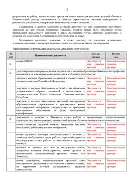 Образец заполнения заявления в НРС строителей. Страница 5 Севастополь Специалисты для СРО НРС - внесение и предоставление готовых